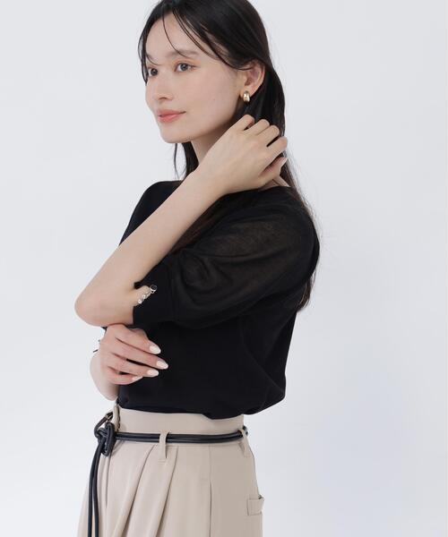 NATURAL BEAUTY BASIC(ナチュラルビューティーベーシック)の「シアースリーブニット(ニット/セーター・レディース・ベージュ/ブラック/オリーブ・フリ-)」の15枚目の写真