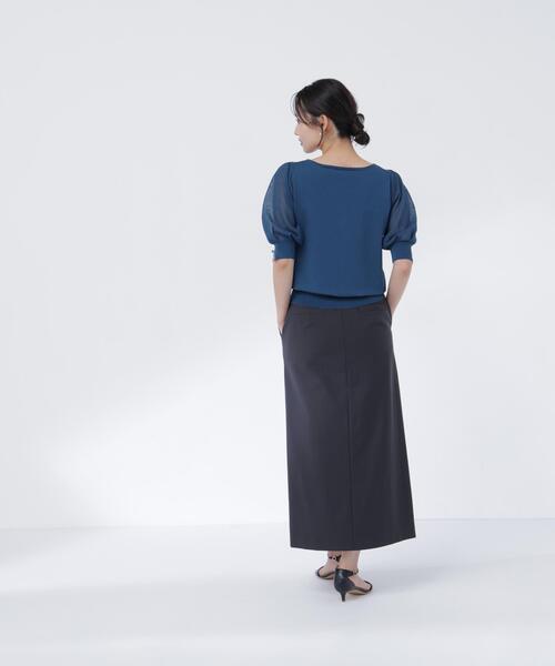 NATURAL BEAUTY BASIC(ナチュラルビューティーベーシック)の「シアースリーブニット(ニット/セーター・レディース・ベージュ/ブラック/オリーブ・フリ-)」の6枚目の写真