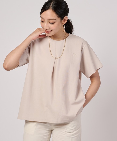 Eddie Bauer(エディーバウアー)の「タックフレア 半袖Tシャツ(Tシャツ/カットソー・レディース・オフホワイト/ベージュ/ライトブルー・XL/L/M)」の3枚目の写真