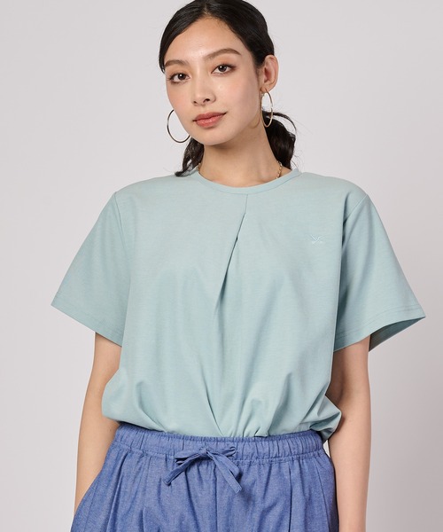 Eddie Bauer(エディーバウアー)の「タックフレア 半袖Tシャツ(Tシャツ/カットソー・レディース・オフホワイト/ベージュ/ライトブルー・XL/L/M)」の1枚目の写真