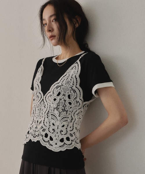 Shelly island（シェリーアイランド）の「配色リンガーTシャツ（Tシャツ/カットソー・レディース・ブラウン/ホワイト/ブラック・FREE）」の8枚目の写真
