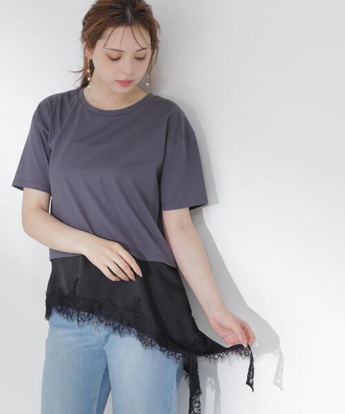 PROPORTION BODY DRESSING（プロポーションボディドレッシング）の「＜Ｅ＞見せかけレーストリムカットソー / 1216267800（Tシャツ/カットソー・レディース・ホワイト系その他/ダークグレー・FREE）」の3枚目の写真