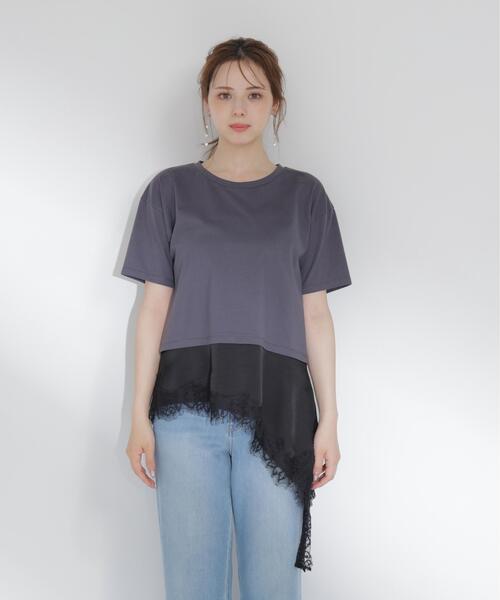 PROPORTION BODY DRESSING（プロポーションボディドレッシング）の「＜Ｅ＞見せかけレーストリムカットソー / 1216267800（Tシャツ/カットソー・レディース・ホワイト系その他/ダークグレー・FREE）」の6枚目の写真