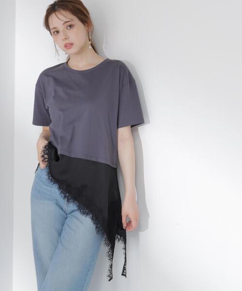 PROPORTION BODY DRESSING（プロポーションボディドレッシング）の「＜Ｅ＞見せかけレーストリムカットソー / 1216267800（Tシャツ/カットソー・レディース・ホワイト系その他/ダークグレー・FREE）」の12枚目の写真