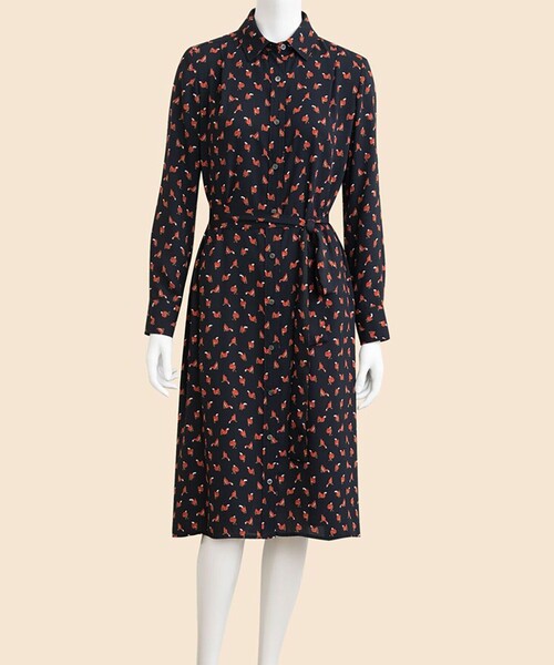 BROOKS BROTHERS(ブルックスブラザーズ)の「ポリエステル スクワラルプリント ソフトシャツワンピース(ワンピース・レディース・ネイビー・6/4/2/0)」の1枚目の写真
