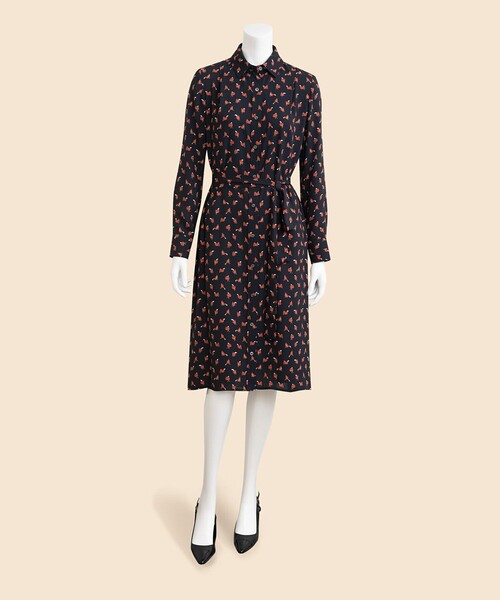 BROOKS BROTHERS(ブルックスブラザーズ)の「ポリエステル スクワラルプリント ソフトシャツワンピース(ワンピース・レディース・ネイビー・6/4/2/0)」の5枚目の写真