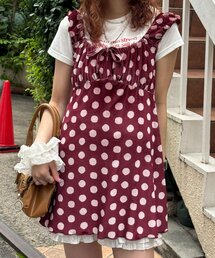 CIAOPANIC | （ドット柄/花柄）ショルダーギャザーベロアチュニックワンピース(チュニック)