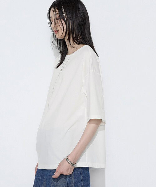 COMME CA(コムサ)の「ドライスムース/スーピマバイオスムース アシンメトリーTシャツ(Tシャツ/カットソー・レディース・ホワイト/トップグレー/ボルドー・7号/9号)」の6枚目の写真