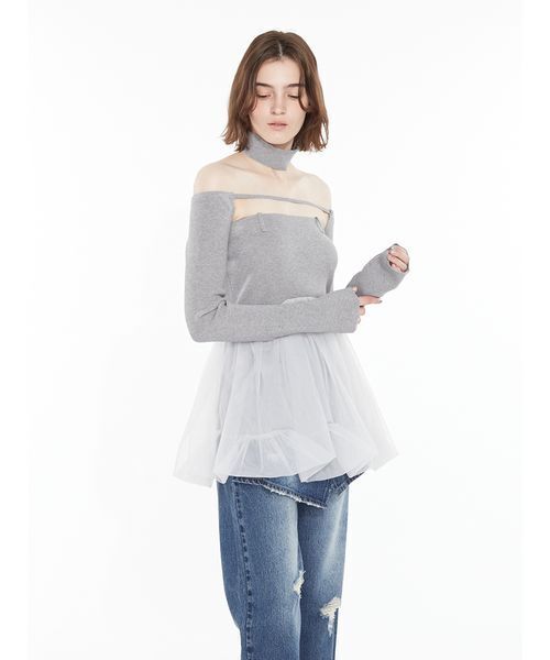 SORIN(ソリン )の「Tulle Hem Balloon Top / チュールヘムバルーントップ(Tシャツ/カットソー・レディース・ブラック/ブラウン/グレー・38)」の8枚目の写真