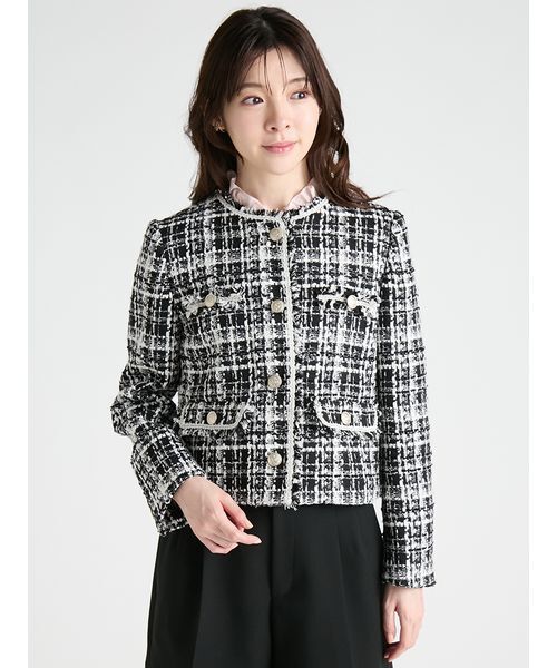 CELFORD(セルフォード)の「【セットアップ対応】ミックスツイードジャケット(テーラードジャケット・レディース・ブラック/ピンク/グリーン・38/36)」の1枚目の写真
