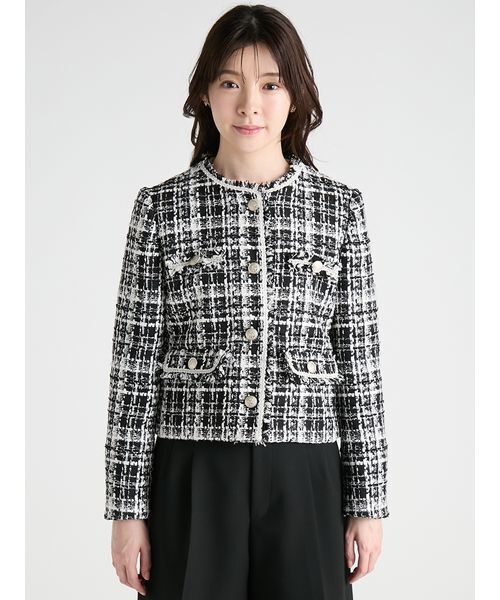CELFORD(セルフォード)の「【セットアップ対応】ミックスツイードジャケット(テーラードジャケット・レディース・ブラック/ピンク/グリーン・38/36)」の5枚目の写真