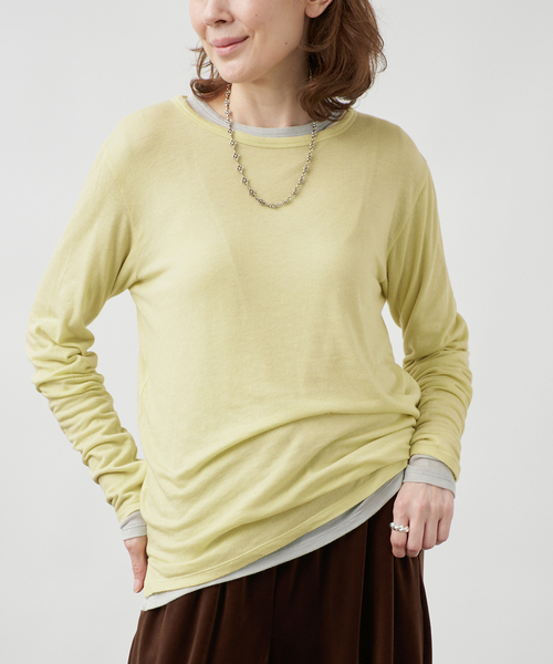 VERMEIL par iena(ヴェルメイユパーイエナ)の「シルク混シアーロングスリーブ(Tシャツ/カットソー・レディース・ピンク系その他/ライトイエロー/グレー/ホワイト・FREE)」の3枚目の写真