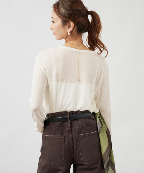 VERMEIL par iena(ヴェルメイユパーイエナ)の「シルク混シアーロングスリーブ(Tシャツ/カットソー・レディース・ピンク系その他/ライトイエロー/グレー/ホワイト・FREE)」の16枚目の写真