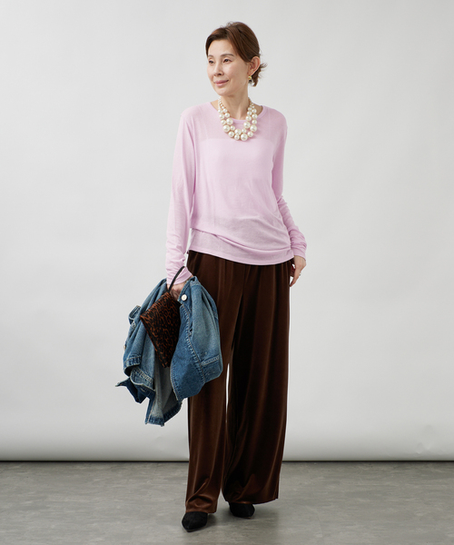 VERMEIL par iena(ヴェルメイユパーイエナ)の「シルク混シアーロングスリーブ(Tシャツ/カットソー・レディース・ピンク系その他/ライトイエロー/グレー/ホワイト・FREE)」の18枚目の写真