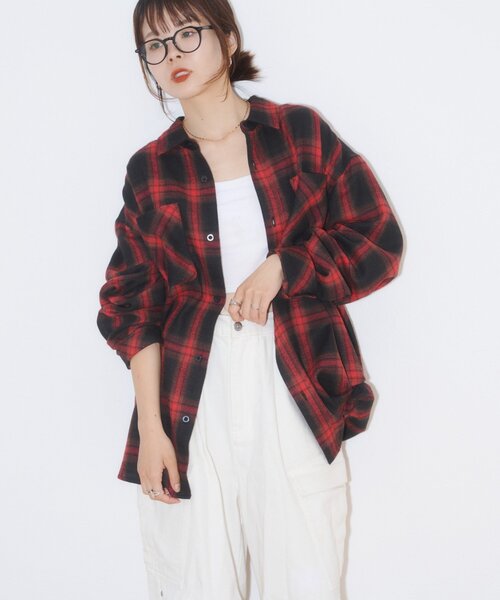 CIAOPANIC TYPY(チャオパニックティピー)の「ミリオンドライチェックネルシャツ(シャツ/ブラウス・レディース・レッド/ブラック/グリーン・LARGE/MEDIUM)」の3枚目の写真