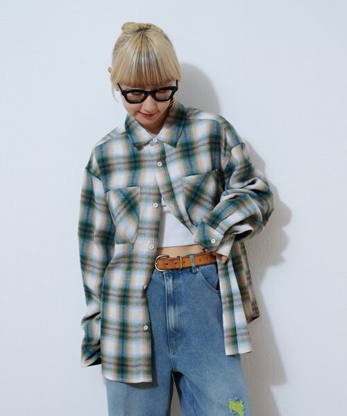 CIAOPANIC TYPY(チャオパニックティピー)の「ミリオンドライチェックネルシャツ(シャツ/ブラウス・レディース・レッド/ブラック/グリーン・LARGE/MEDIUM)」の11枚目の写真
