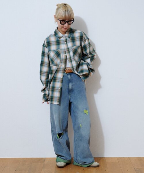 CIAOPANIC TYPY(チャオパニックティピー)の「ミリオンドライチェックネルシャツ(シャツ/ブラウス・レディース・レッド/ブラック/グリーン・LARGE/MEDIUM)」の15枚目の写真