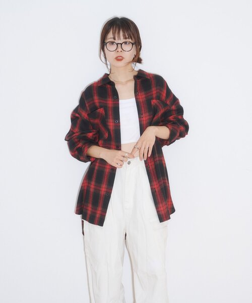 CIAOPANIC TYPY(チャオパニックティピー)の「ミリオンドライチェックネルシャツ(シャツ/ブラウス・レディース・レッド/ブラック/グリーン・LARGE/MEDIUM)」の18枚目の写真