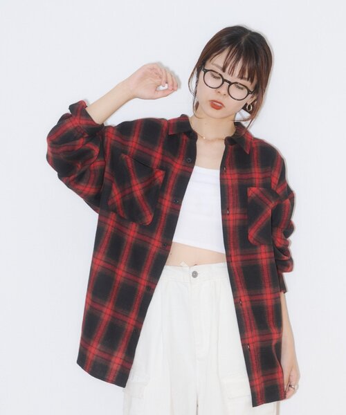 CIAOPANIC TYPY(チャオパニックティピー)の「ミリオンドライチェックネルシャツ(シャツ/ブラウス・レディース・レッド/ブラック/グリーン・LARGE/MEDIUM)」の19枚目の写真