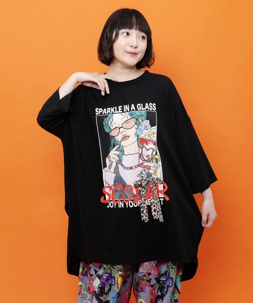 ScoLar(スカラー)の「162749:パフェガール リボン付き接触冷感チュニック(チュニック・レディース・チャコールグレー/ブラウン/ブラック/パープル・M)」の2枚目の写真