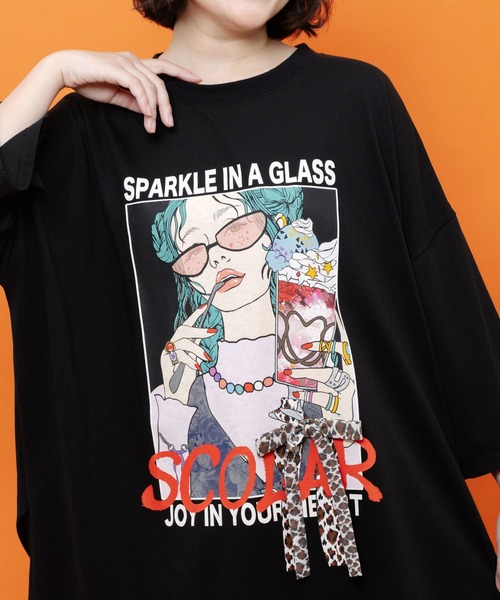 ScoLar(スカラー)の「162749:パフェガール リボン付き接触冷感チュニック(チュニック・レディース・チャコールグレー/ブラウン/ブラック/パープル・M)」の10枚目の写真