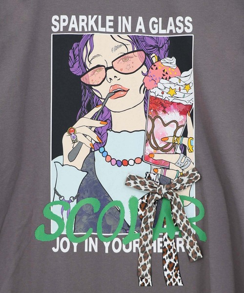 ScoLar(スカラー)の「162749:パフェガール リボン付き接触冷感チュニック(チュニック・レディース・チャコールグレー/ブラウン/ブラック/パープル・M)」の11枚目の写真