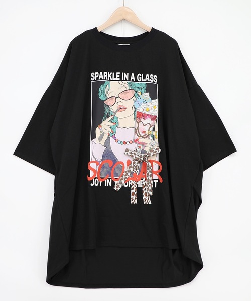 ScoLar(スカラー)の「162749:パフェガール リボン付き接触冷感チュニック(チュニック・レディース・チャコールグレー/ブラウン/ブラック/パープル・M)」の12枚目の写真