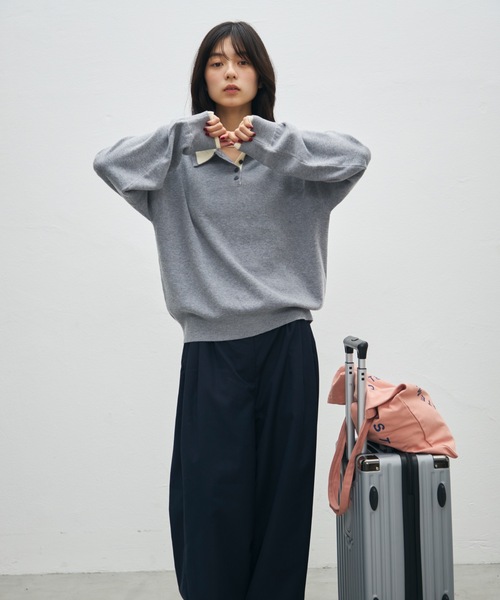 UNDERSTATEMENTs(アンダーステイトメント)の「【ユニセックス】配色レイヤードニットポロ(ポロシャツ・メンズ・グレー/ブラック/ブラウン・LARGE/MEDIUM)」の11枚目の写真