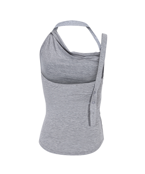 PLEASENOFOLLOW（プリーズノーフォロー）の「Hush Button Halter Sleeveless Top (Melange Grey)（Tシャツ/カットソー・レディース・その他・FREE）」の3枚目の写真