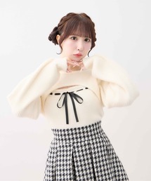 フェザーリブデコルテオープンリボンニット