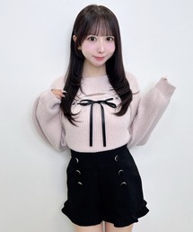 フェザーリブデコルテオープンリボンニット