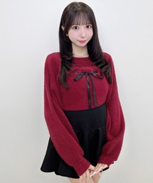 【WEB限定】フェザーリブデコルテオープンリボンニット