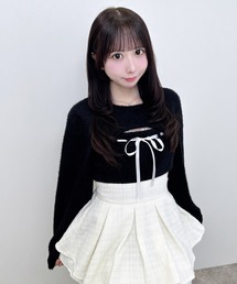 フェザーリブデコルテオープンリボンニット