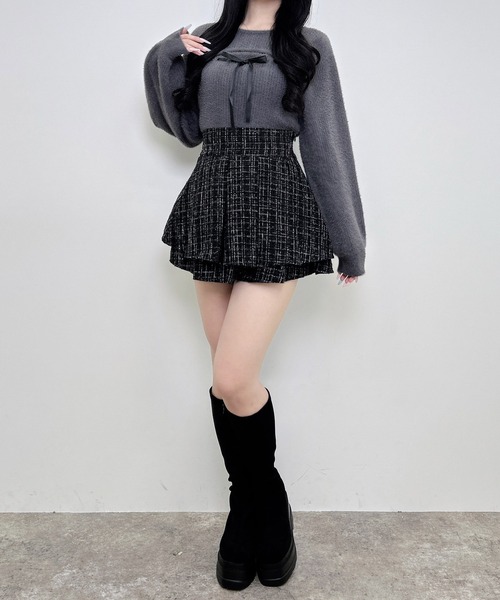 INGNI(イング)の「フェザーリブデコルテオープンリボンニット(ニット/セーター・レディース・チャコールグレー/ピンク/ボルドー/ブラック/オフホワイト・M)」の21枚目の写真
