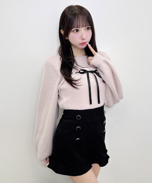 INGNI(イング)の「フェザーリブデコルテオープンリボンニット(ニット/セーター・レディース・チャコールグレー/ピンク/ボルドー/ブラック/オフホワイト・M)」の22枚目の写真