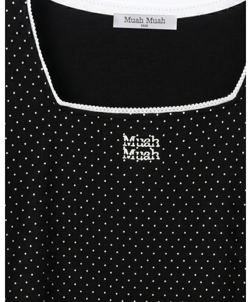 muahmuah（ムーアムーア）の「スクエアネック ドット ロングスリーブ [ブラック]（Tシャツ/カットソー・レディース・その他・FREE）」の6枚目の写真