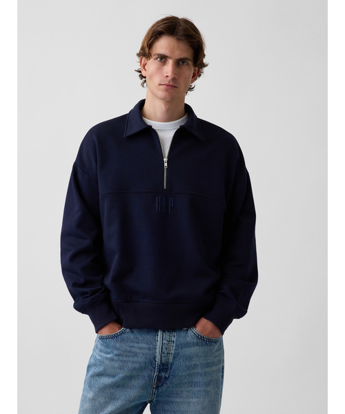 GAP(ギャップ)の「ヘビーウェイト オーバーサイズ GAPロゴ ハーフジップ プルオーバー(スウェット・メンズ・ネイビー/グレー/グリーン・L/XL/XS/S/M)」の3枚目の写真