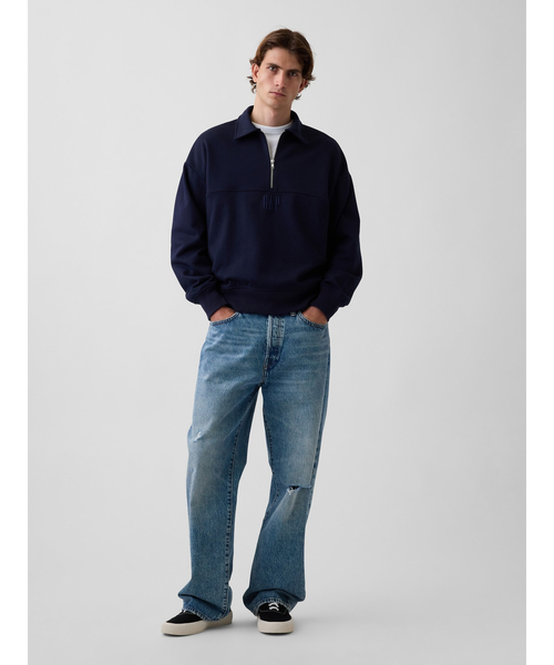 GAP(ギャップ)の「ヘビーウェイト オーバーサイズ GAPロゴ ハーフジップ プルオーバー(スウェット・メンズ・ネイビー/グレー/グリーン・L/XL/XS/S/M)」の6枚目の写真