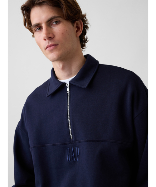 GAP(ギャップ)の「ヘビーウェイト オーバーサイズ GAPロゴ ハーフジップ プルオーバー(スウェット・メンズ・ネイビー/グレー/グリーン・L/XL/XS/S/M)」の12枚目の写真