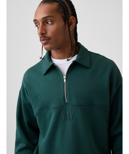GAP(ギャップ)の「ヘビーウェイト オーバーサイズ GAPロゴ ハーフジップ プルオーバー(スウェット・メンズ・ネイビー/グレー/グリーン・L/XL/XS/S/M)」の4枚目の写真