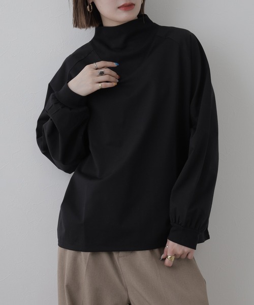FUNALIVE（ファンアライブ）の「Typewriter High-neck Tops タイプライターハイネック トップス 長袖（シャツ/ブラウス・レディース・オフホワイト/ブラック・FREE）」の2枚目の写真