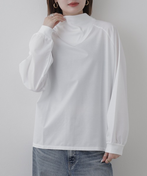 FUNALIVE（ファンアライブ）の「Typewriter High-neck Tops タイプライターハイネック トップス 長袖（シャツ/ブラウス・レディース・オフホワイト/ブラック・FREE）」の3枚目の写真