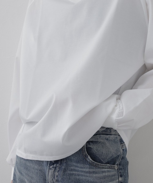 FUNALIVE（ファンアライブ）の「Typewriter High-neck Tops タイプライターハイネック トップス 長袖（シャツ/ブラウス・レディース・オフホワイト/ブラック・FREE）」の8枚目の写真
