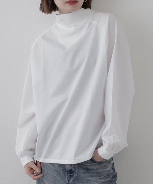 FUNALIVE（ファンアライブ）の「Typewriter High-neck Tops タイプライターハイネック トップス 長袖（シャツ/ブラウス・レディース・オフホワイト/ブラック・FREE）」の4枚目の写真