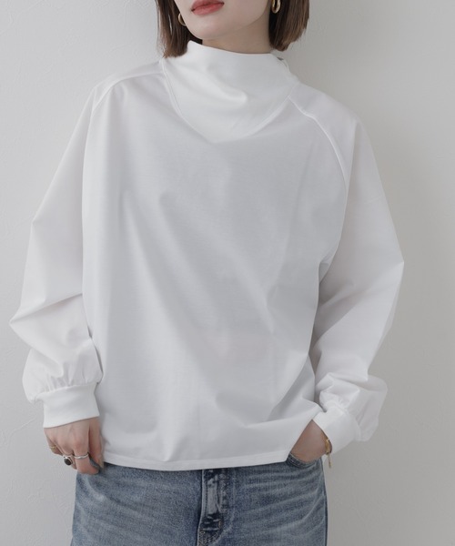 FUNALIVE（ファンアライブ）の「Typewriter High-neck Tops タイプライターハイネック トップス 長袖（シャツ/ブラウス・レディース・オフホワイト/ブラック・FREE）」の5枚目の写真