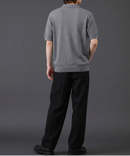 Dalfwin(ダールフィン)の「リブ編み スキッパーニットポロシャツ 半袖(ポロシャツ・メンズ・グレー/ブラック/ホワイト・MEDIUM/LARGE)」の16枚目の写真