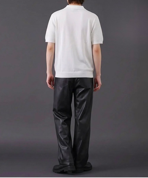 Dalfwin(ダールフィン)の「リブ編み スキッパーニットポロシャツ 半袖(ポロシャツ・メンズ・グレー/ブラック/ホワイト・MEDIUM/LARGE)」の6枚目の写真