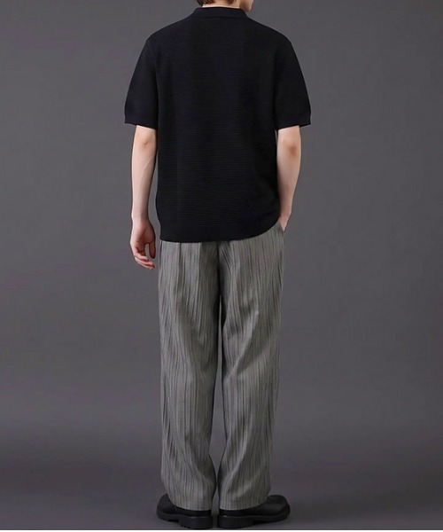 Dalfwin(ダールフィン)の「リブ編み スキッパーニットポロシャツ 半袖(ポロシャツ・メンズ・グレー/ブラック/ホワイト・MEDIUM/LARGE)」の11枚目の写真