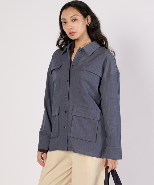 Eddie Bauer(エディーバウアー)の「ユーティリティポケット シャツジャケット(シャツ/ブラウス・レディース・アイボリー/ダークグレー/カーキ・S/M/L/XL)」の2枚目の写真