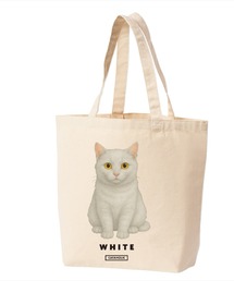 Moftique(モフティック) トートバッグ キャンバス マチ有 生成り 白猫 猫 アニマルプリント SMサイズ ユニセックス